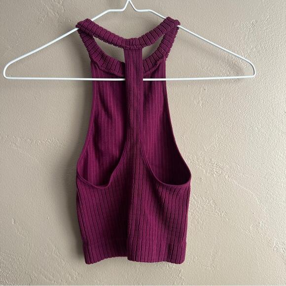Intimately Free People Seamless Racerback Brami Women's Burgundy Crop Top - Picture 4 of 4
